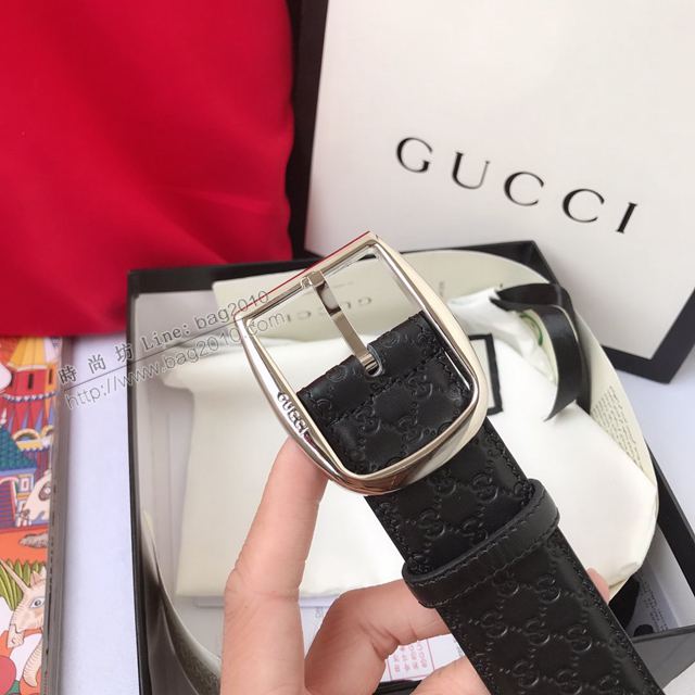 Gucci皮帶 古馳GG原廠經典版紋 Gucci牛皮腰帶 男女同款  xfp2149